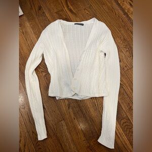 Brandy Melville cream cable kit button up sweater cardigan